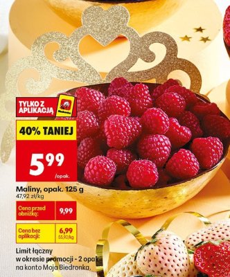 Maliny, opak. 125 g promocja w Biedronka