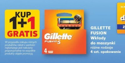 Maszynka do golenia GILLETTE FUSION wkłady 4 szt. 1+1 gratis promocja w Kaufland