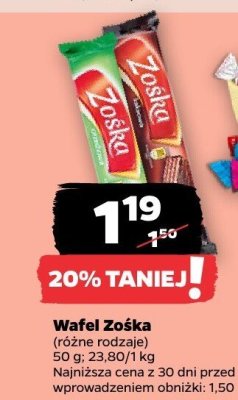 Wafel różne rodzaje promocja w Netto