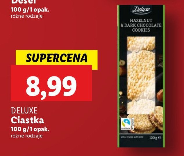 Ciastka orzechowe z ciemną czekoladą Deluxe promocja