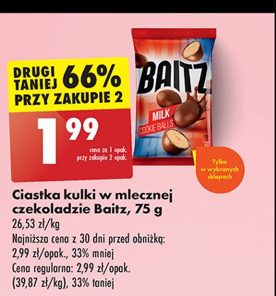 Ciastka kulki w mlecznej czekoladzie Baitz promocja