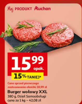 Burger wołowy XXL Dział Samoobsługi promocja w Auchan