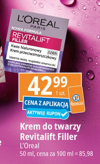 Krem na dzień L'oreal revitalift filler [kwas hialuronowy] promocja