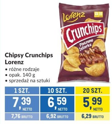 Chipsy Crunchips Lorenz różne rodzaje promocja w Makro