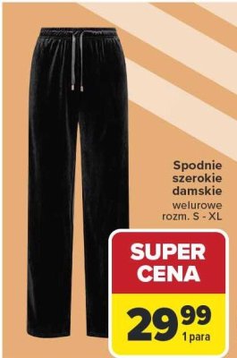 Spodnie szerokie damskie welurowe rozm. S - XL promocja w Carrefour
