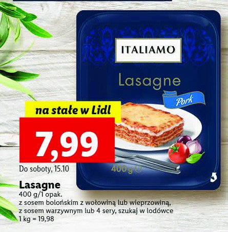 Lasagne z wołowiną Italiamo promocja