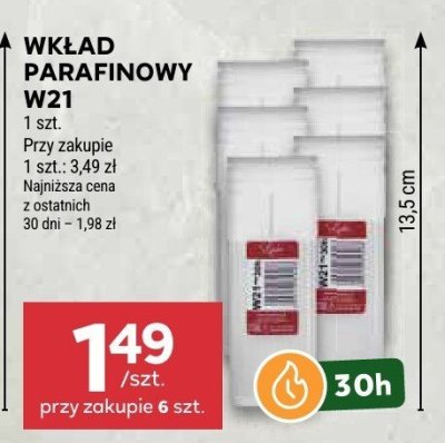 Wkład parafinowy 30h promocja w Stokrotka