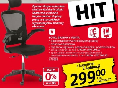 Fotel biurowy Venta Selgros promocja w Selgros