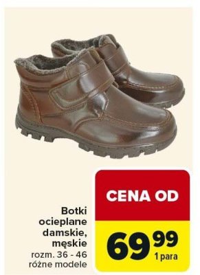 Botki ocieplane damskie, męskie rozm. 36 - 46 różne modele promocja w Carrefour