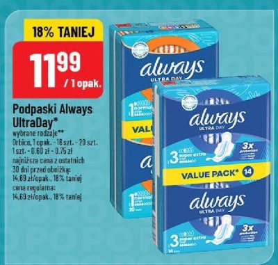 Podpaski Always UltraDay promocja w POLOmarket