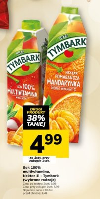 Sok 100% multiwitamina Nektar 1l Tymbark (wybrane rodzaje) promocja w Hitpol