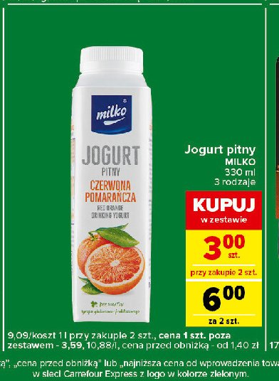 Jogurt czerwona pomarańcza Milko promocja