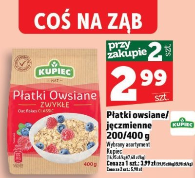Płatki owsiane/jęczmienne 200/400 g Kupiec promocja w TOPAZ