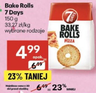 Bake rolls 7 Days pizza promocja w Delikatesy Centrum