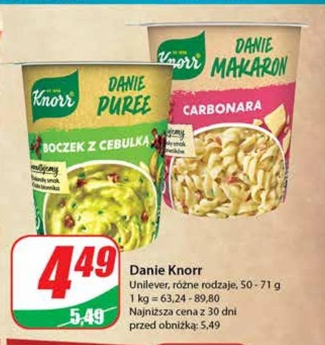 Makaron carbonara Knorr danie promocja