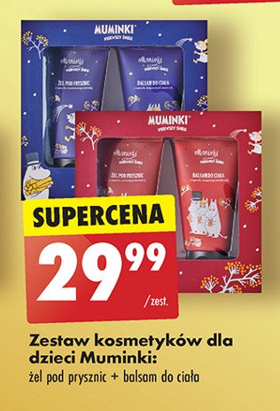 Zestaw w pudełku muminki czerwony: żel pod prysznic + balsam do ciała promocja w Biedronka