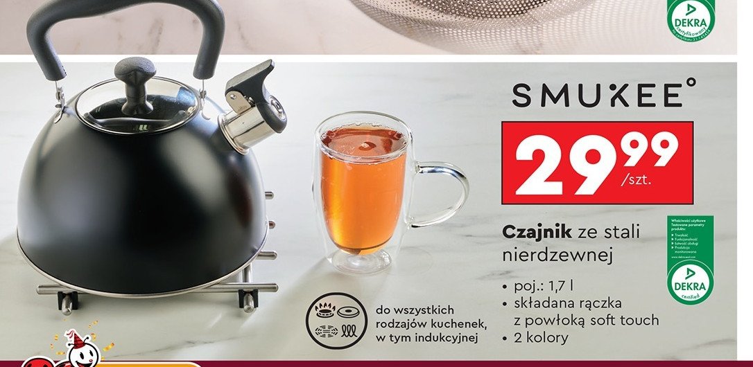 Czajnik 1.7 l Smukee kitchen promocja w Biedronka