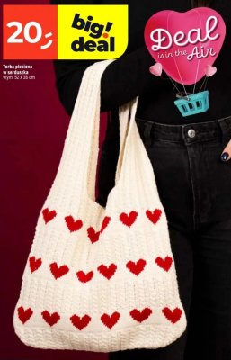 Torba pleciona w serduszka 52 x 36 cm promocja w Dealz