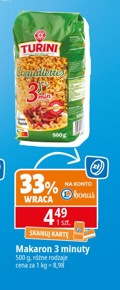 Makaron świderek 3 kolory Wiodąca marka turini promocja w Leclerc