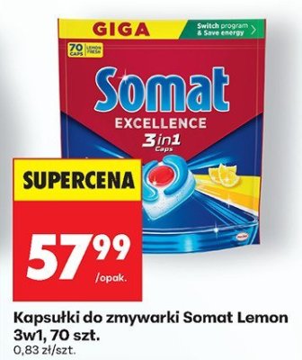 Kapsułki do zmywarki Somat Lemon 3w1, 70 szt. promocja w Biedronka
