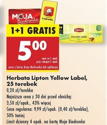 Herbata Lipton yellow label tea promocja