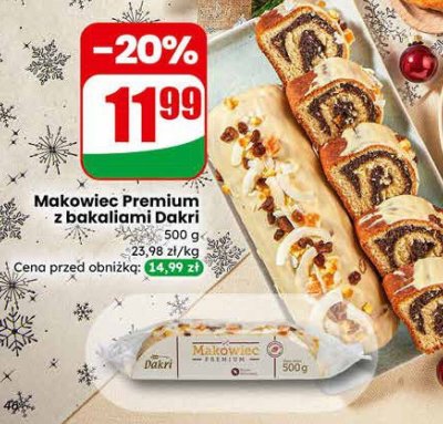 Makowiec Premium z bakaliami Dakri promocja w Dino