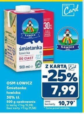 Śmietanka uht 30% Łowicka promocja w Kaufland
