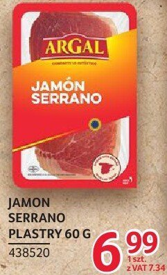 Jamón Serrano plastry Argal 60g promocja w Selgros