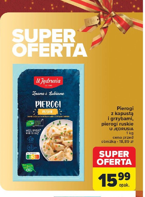 Pierogi ruskie U jędrusia promocja w Carrefour Market