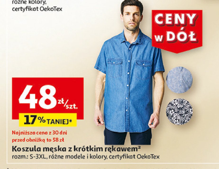 Koszula męska jeansowa s-3xl Auchan inextenso promocja
