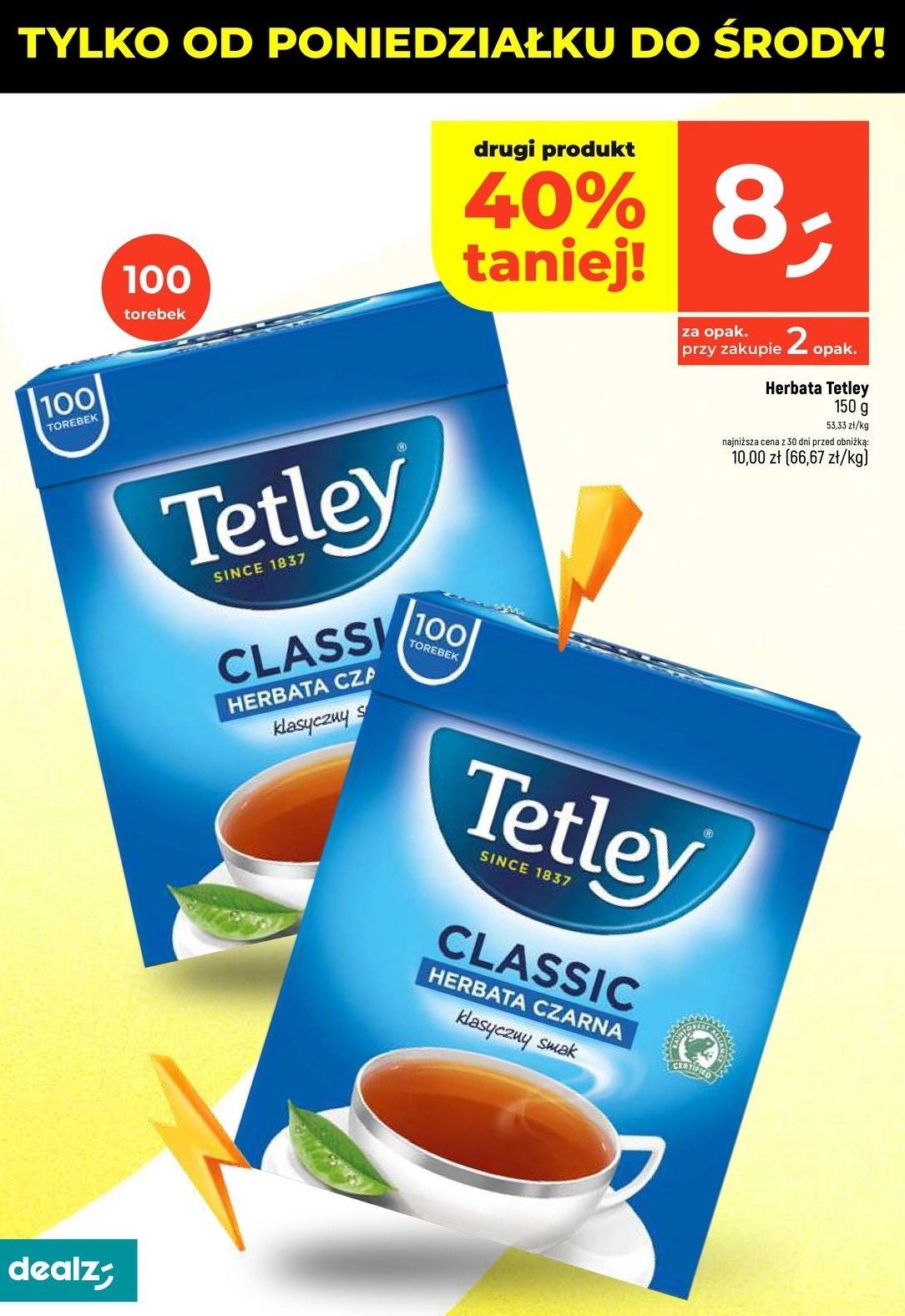 Herbata czarna Tetley classic promocja