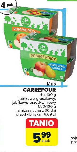 Mus owocowy jabłkowo-gruszkowy Carrefour promocja