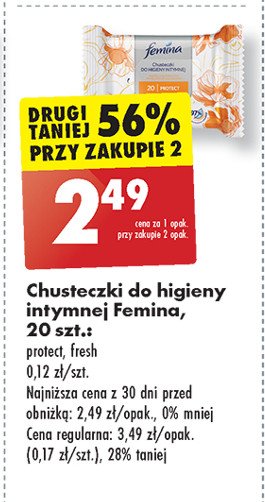 Chusteczki do higeny intymnej fresh Femina intimea promocja