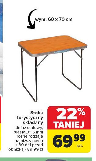 Stolik turystyczny składany promocja w Carrefour