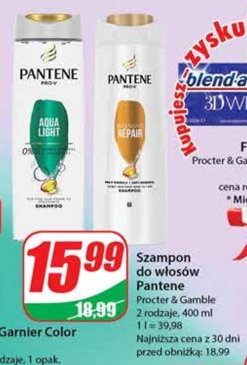 Szampon do włosów aqua light Pantene pro-v promocja