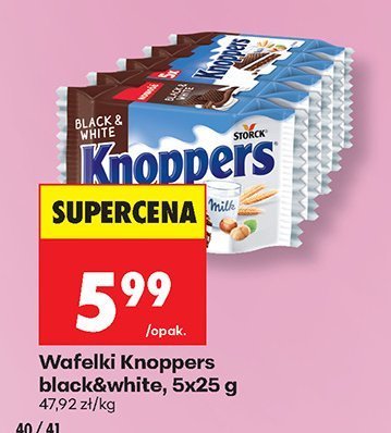Wafelki Knoppers black&white 5x25 g promocja w Biedronka