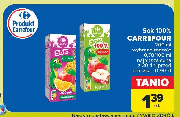 Sok jabłkowy 100% Carrefour promocja