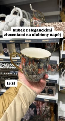 Kubek z eleganckimi złoceniami promocja w Pepco