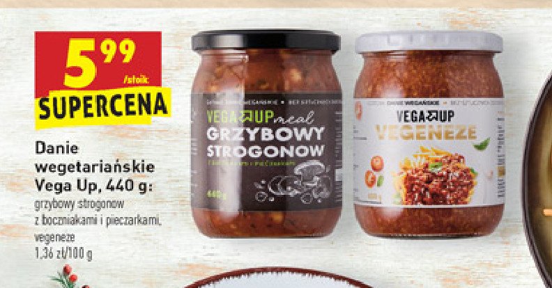 Danie grzybowy strogonow Vega up promocja