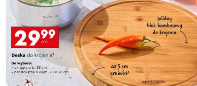 Deska do krojenia okrągła 33 cm Ambition promocja w Biedronka