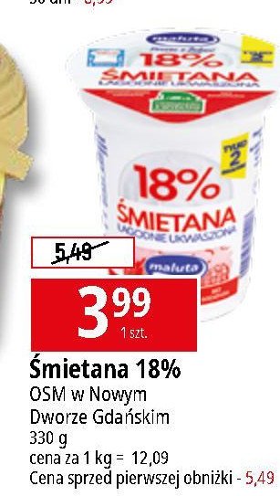 Śmietana 18 % Maluta promocja