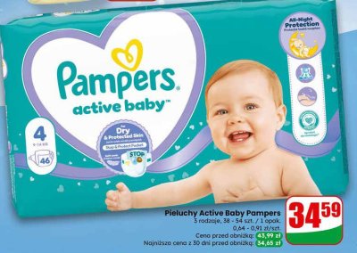 Pieluchy Active Baby Pampers rozmiar 4 promocja w Dino