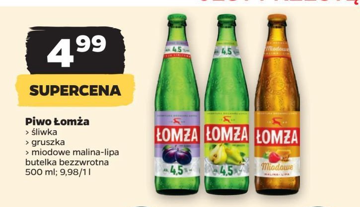 Piwo malina-lipa Łomża miodowe promocja w Netto