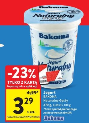 Jogurt naturalny Bakoma promocja w Intermarche