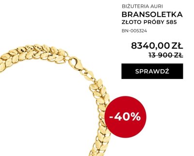 Bransoletka złoto próby 585 promocja w Briju