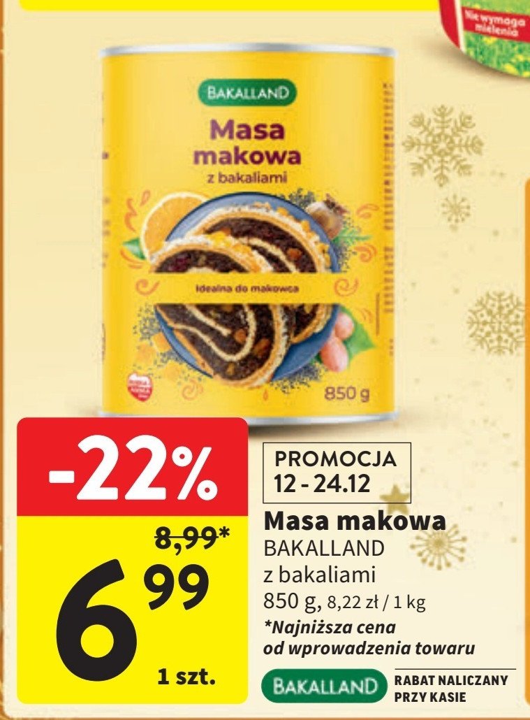 Masa makowa z bakaliami Bakalland promocja w Intermarche