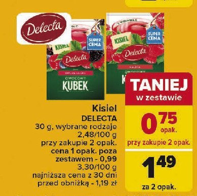 Kisiel owoce leśne z kawałkami owoców Delecta owocowy kubek promocja