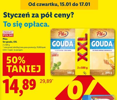 Ser gouda XXL Pilos promocja w Lidl
