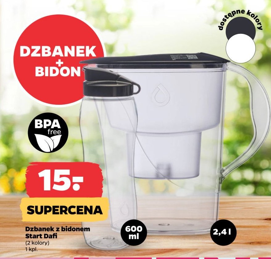 Dzbanek luna + bidon + wkład filtrujący Dafi promocja w Netto
