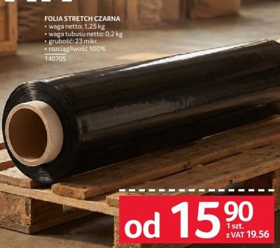 Folia stretch czarna 1,25 kg promocja w Selgros